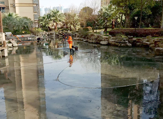 广阳景观池淤泥清理